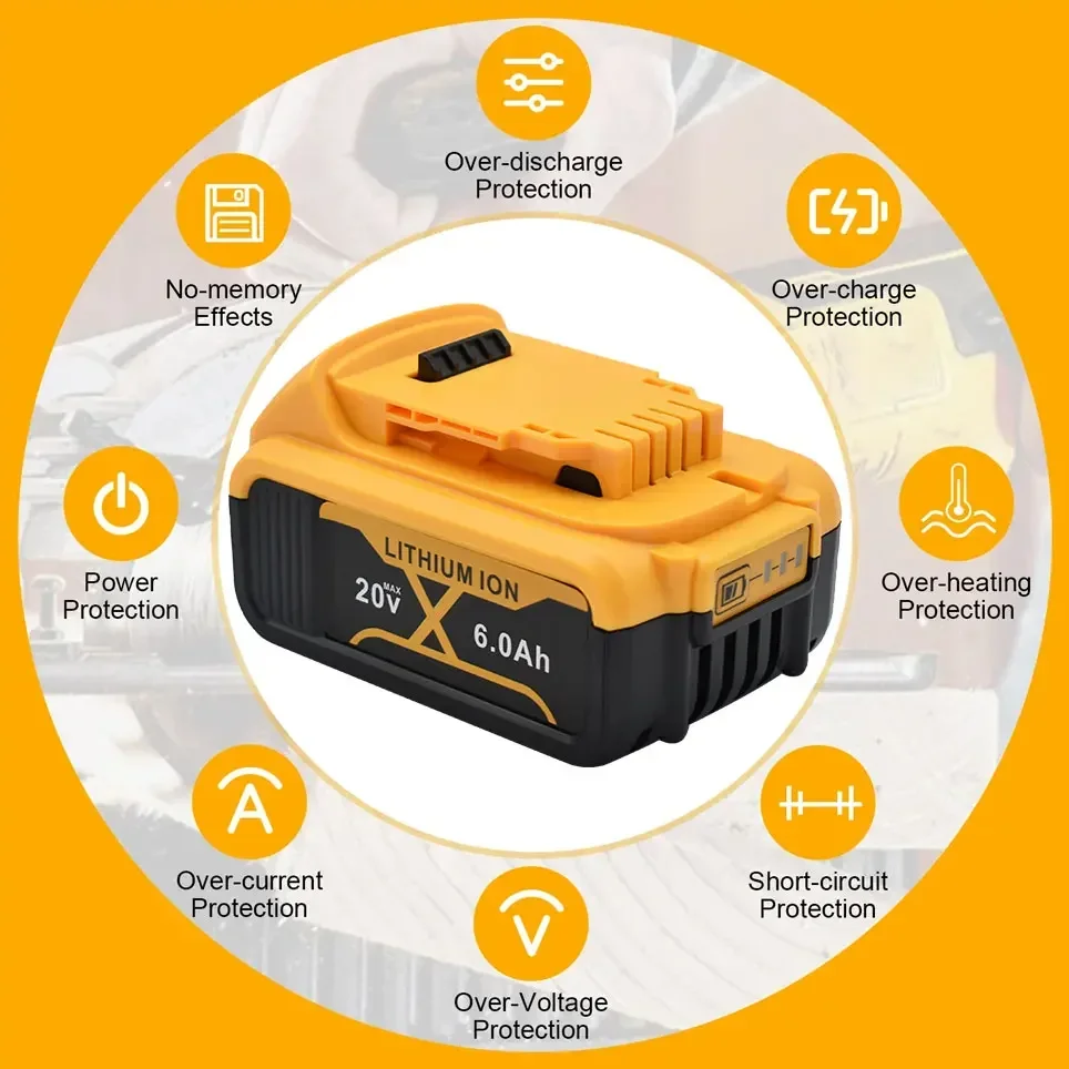 Сменный аккумулятор для Dewalt 20 в 6 0 Ач перезаряжаемый электроинструмента DCB200 DCB206