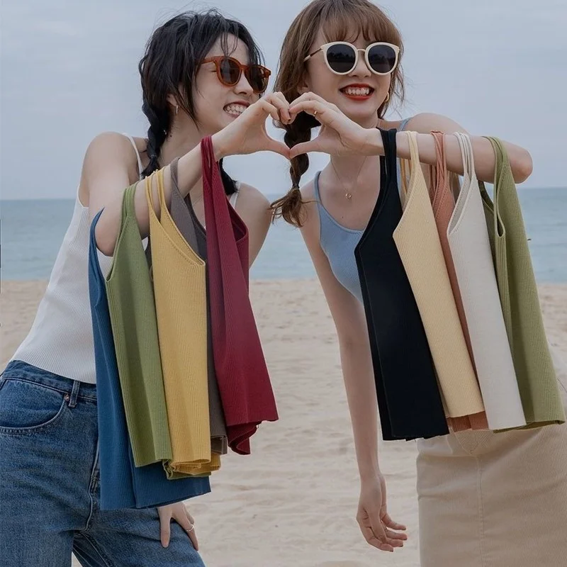

Sleeveless Solid Ropa De Mujer Tank Cami Sexy Off Shoulder Basic Y2k Fashion Women Vest Halter Crop Club High Street Girl Top