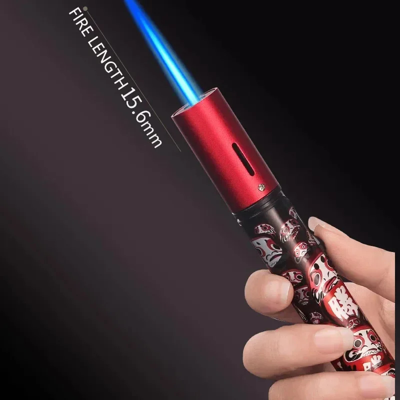 HONEST-Металлическая газовая зажигалка синее пламя ветрозащитная для сигар