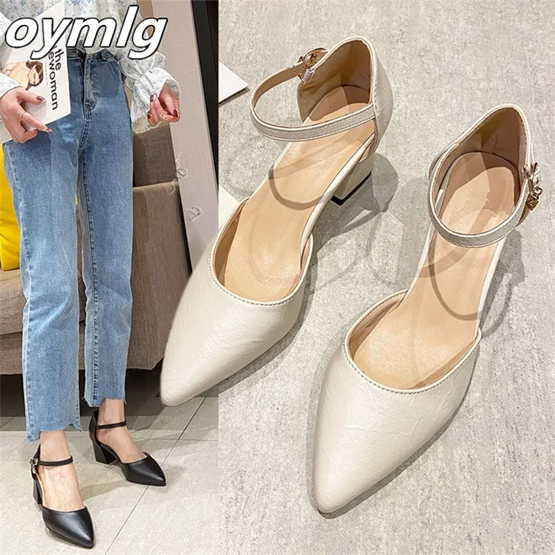 

Sandals women's 2022 summer new fashion mid-heel, thick-heel, Baotou hollow word with pointed toe shoes for women women heels