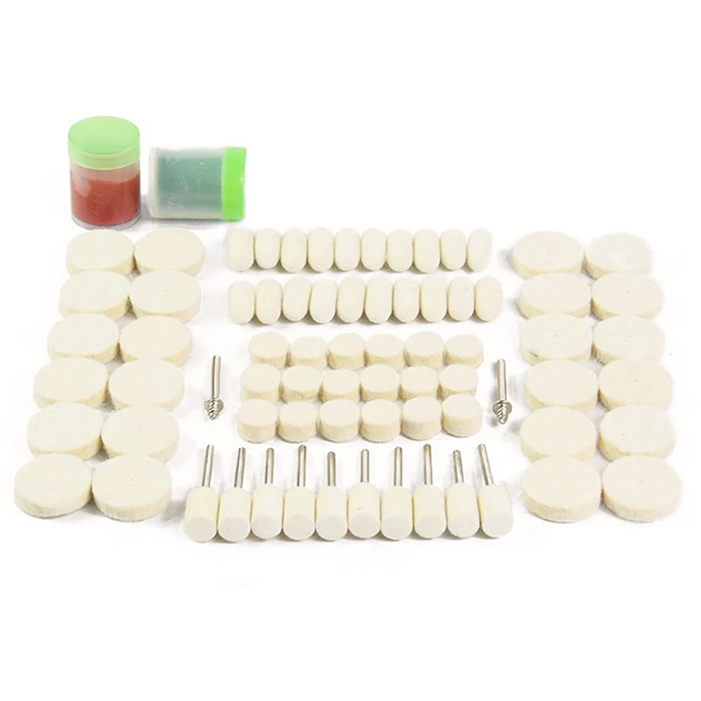 

76pcs Wool Buffing Grinding Wheel Set Large/Small/Conic/Cylindrical Wool Wheel For Metal Glass Silver Jewelry Rotary Tools Parts