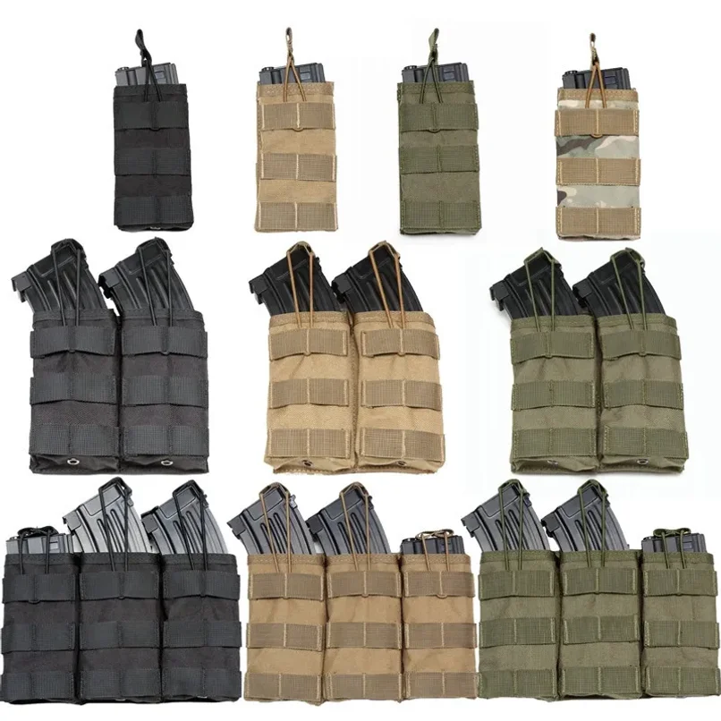 Фото Тактические подсумки Molle для одного, двух и трех магазинов, для страйкбола, AK 7.62, 5.56 мм, M4, сумка для магазинов, тактическое снаряжение, аксессуары для охоты №2