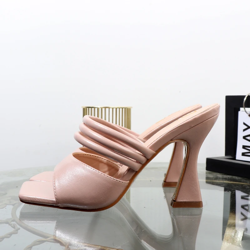 elegant Women shoes 2023 new summer square sexy high-heeled shoes with solid color and wild sexy plus size women's slippers
