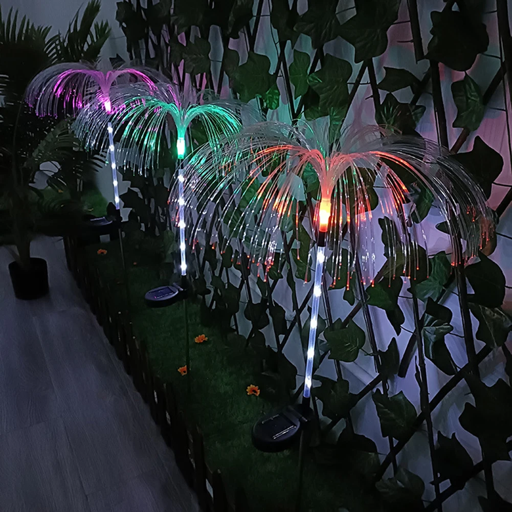 

1/3pcs Solar Fiber Optic Garden Lawn Light Jellyfish Ground Plug Lamp Outdoor Courtyard Landscape Path LED Decorative Lighting