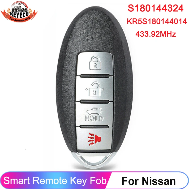 

KEYECU S180144324 433.92MHz 4A Chip For Nissan Maxima Altima Teana 2016 2017 2018 Fob KR5S180144014 Smart Remote Key 4 Buttons
