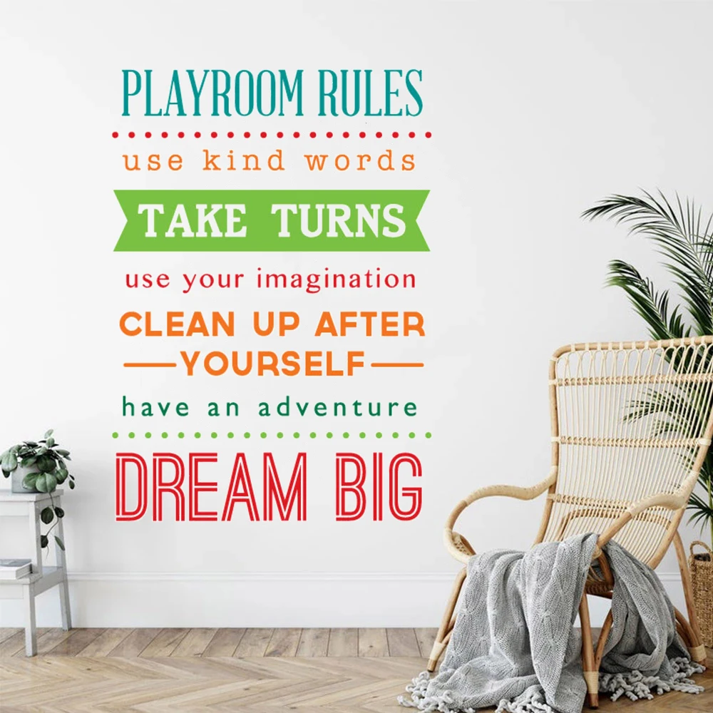 

Playroom Rules Quotes Wall Decals Vinyl Stickers For Kids Boy Nursery Bedroom Home Decor Murals Removable Wallpaper HJ1622