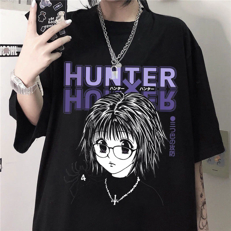 Женская футболка с принтом Hunter X коротким рукавом и графическим модная уличная