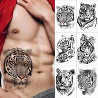 black animal waterproof temporary tattoo sticker ferocious tiger power tattoos body art waist transfer fake tatoo for men women