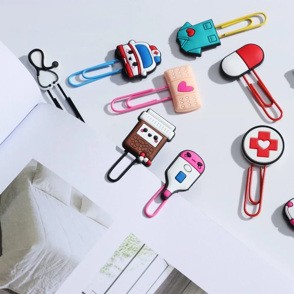 

12PCS Gift Cartoon Nurse Cute Bookmarks Paging Organization Book Clips Set Paper Clip