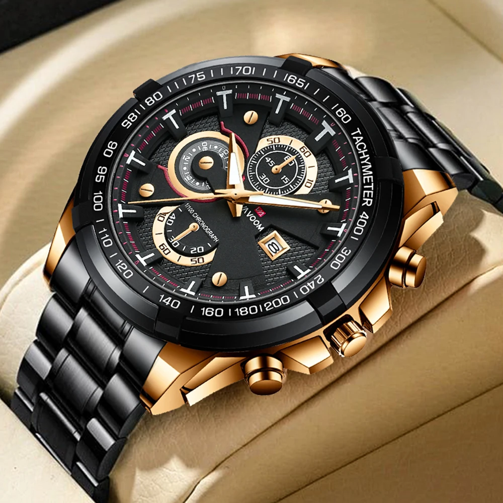 

Мужские наручные часы VA VOOM, роскошные светящиеся Кварцевые спортивные часы с календарем, имитация имитации