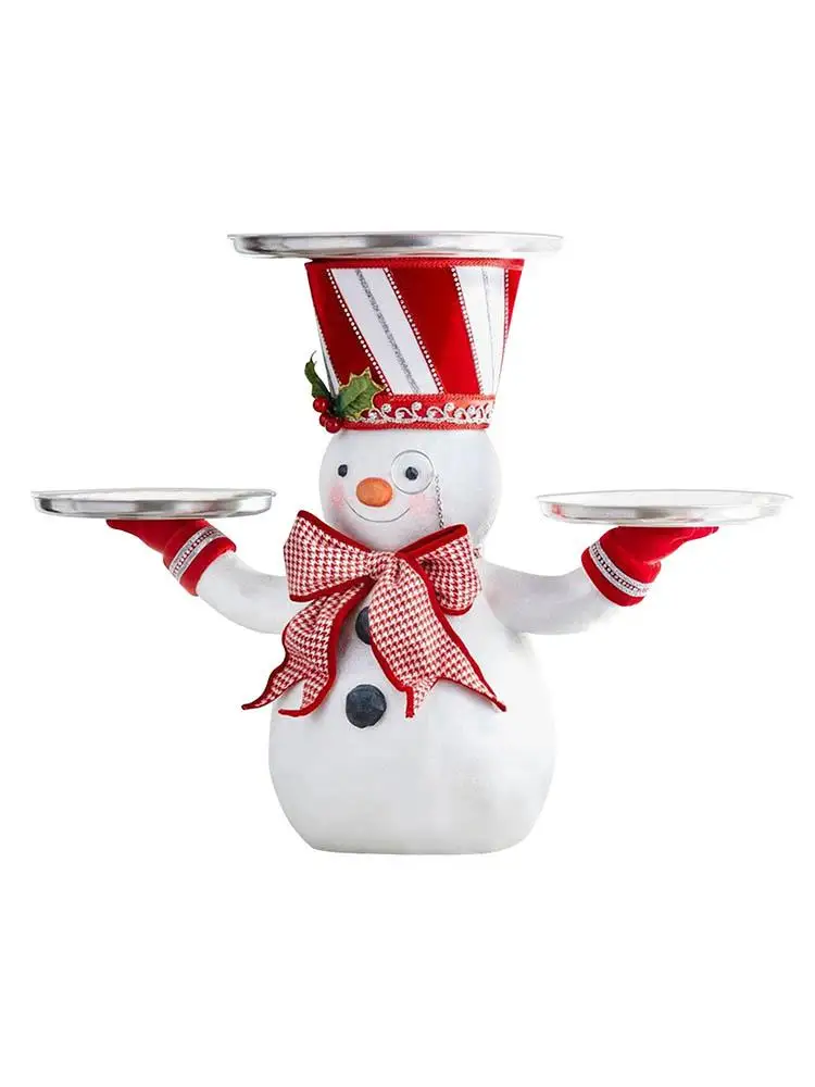 

Cupcake Stand Party Decoration Resin Snowman Snack Holder Christmas Serving Tray 3 Platters Reusable in Winter for Chris