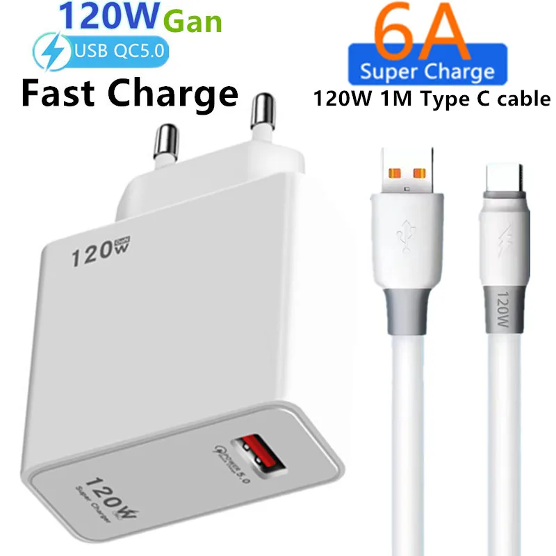 

Суперзарядное устройство 120 Вт QC5.0, универсальное зарядное устройство USB для телефона iPhone 14, 12, 13, 11 Pro, XR, X, 8, Huawei P50, P40, Honor 60, 70, Xiaomi, Samsung