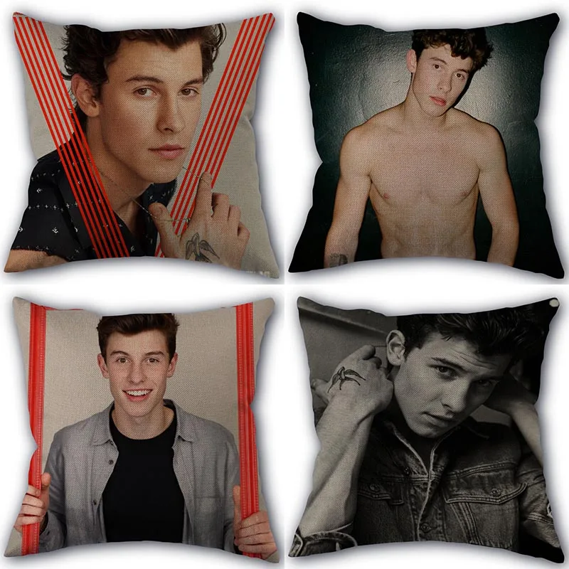 

New arrival Shawn Mendes Pillowcase Cotton Linen Fabric Square Zipper Pillowcase 45X45cm Wedding Decorative Pillow cover