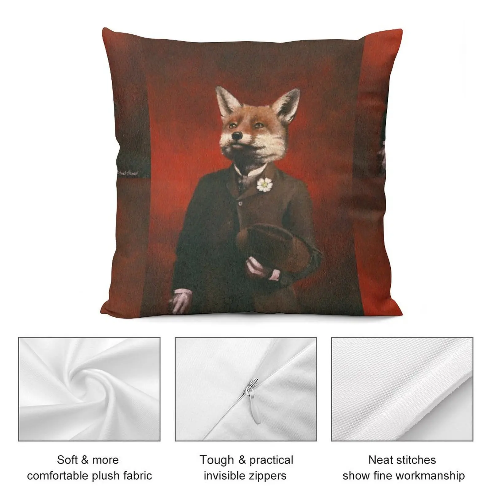 Edwardian Mr Fox в костюме декоративная подушка для гостиной Осенняя