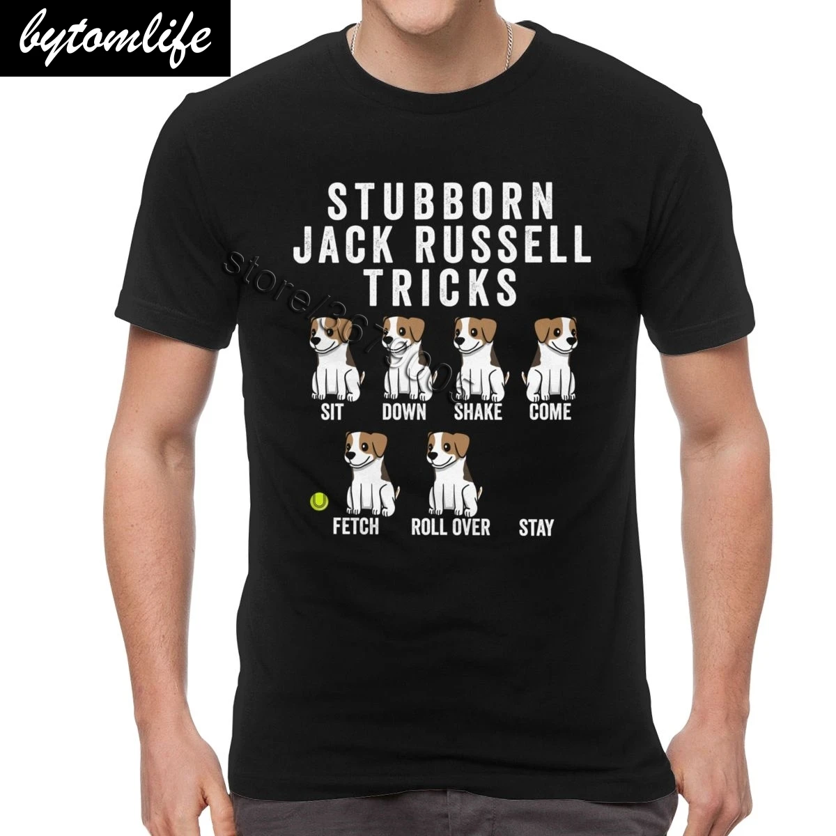 

Retro Stubborn Jack Russell Terrier Tricks T-Shirt Novelty Puppy Cotton Tee Men Short Sleeve Funny Design Dogs Training T shirt