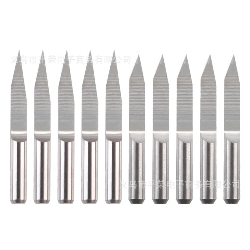 

Silver Tungsten Steel Sharp Knife 15°*0.1mm 10 Sticks Tungsten Steel Milling Cutter Acrylic Burr-free Engraving Machine Knife