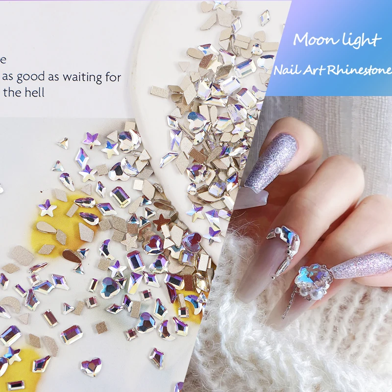 Мини серии Flatback блестящая луна светильник цветной дизайн ногтей Стразы 3D Камень