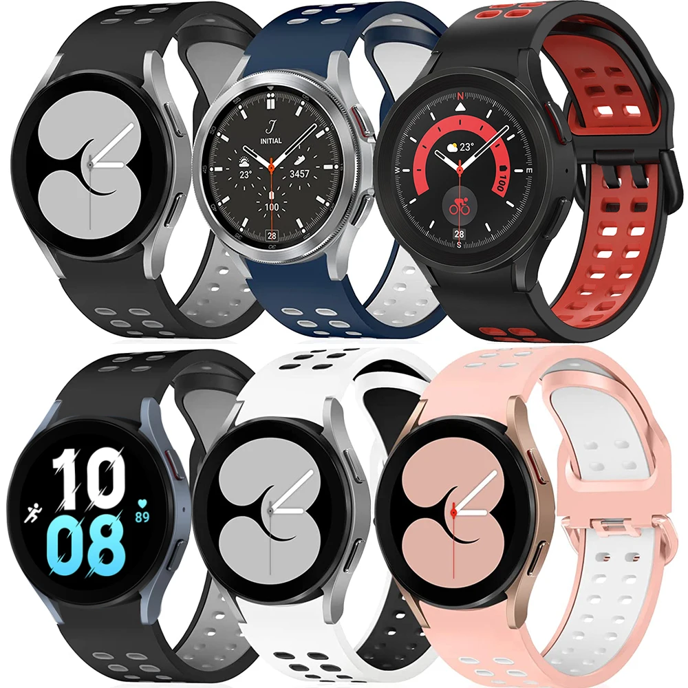 

Galaxy Watch 4 Strap Curved End No Gaps Silicone Band for Samsung Galaxy Watch4 40mm 44mm 5 Pro 45mm Classic 42mm 46mm Bracelet