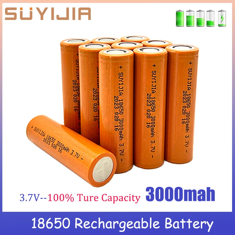 

SUYIJIA 3.7V 3000mAh 18650 Battery Rechargeable Li-Ion Lithium Power Batteries Discharge 20A Batteria Cells for Torch Flashlight