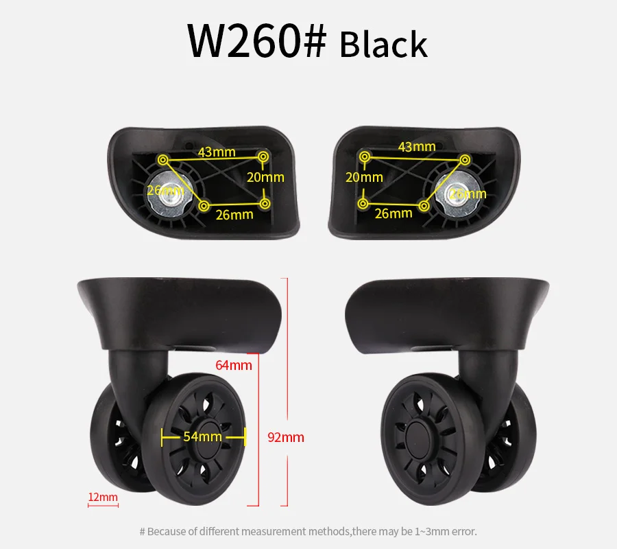 W260 Luggage Universal Wheel Accessories Aviation Aircraft Case Roller Wheel Caster Repair Shock Absorption Trolley Pull Wheel