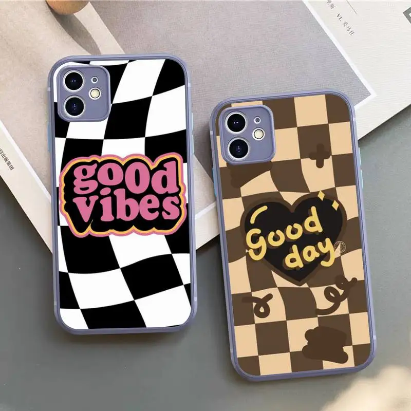 

Checkerboard Phone Case for iPhone 14 11 12 13 Mini Pro Max 8 7 Plus X XR XS MAX Translucent Matte Cover