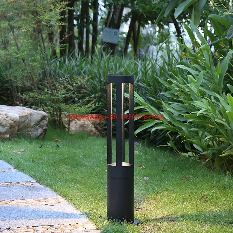 Современный круглый столбчатый светильник для газона