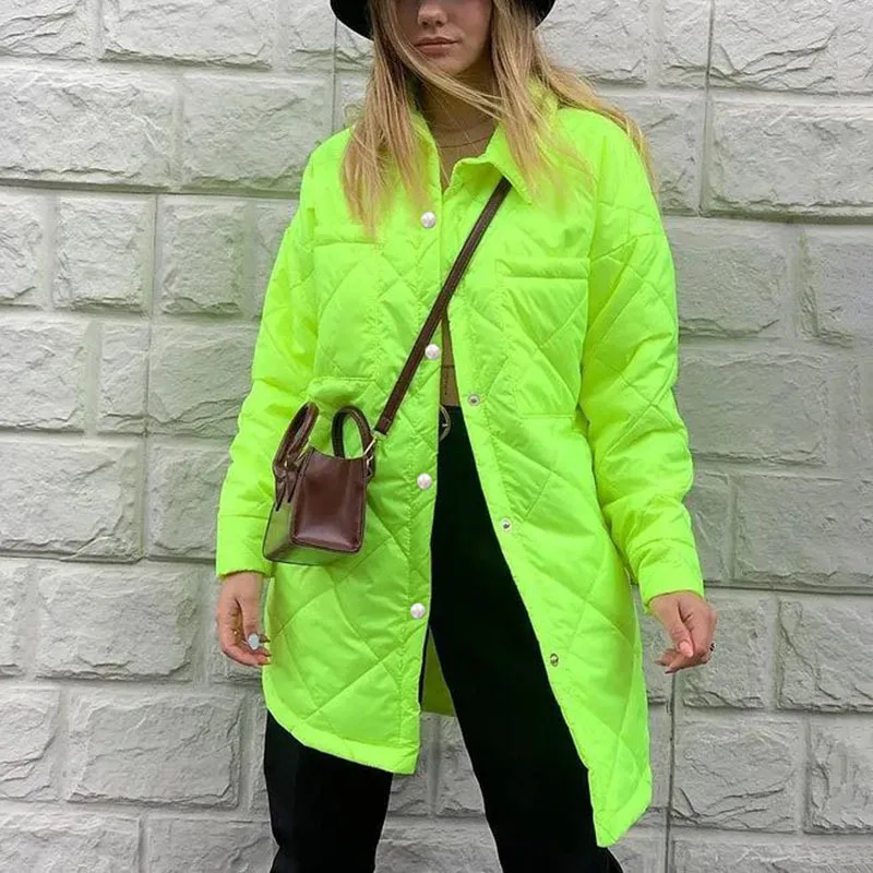 Winter Down Coat Vintage Green Pink Parka 2022 Spring Women Oversize Casual Lapel Warm Loose Long Cotton Jacket Outwear Female