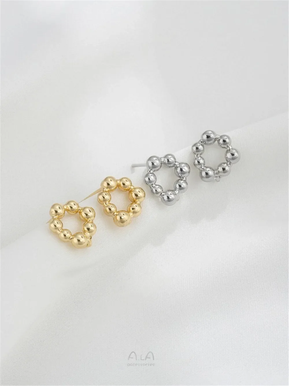 Серьги-кольца из серебра 925 пробы с иглами 14-каратного золота серьги-кольца