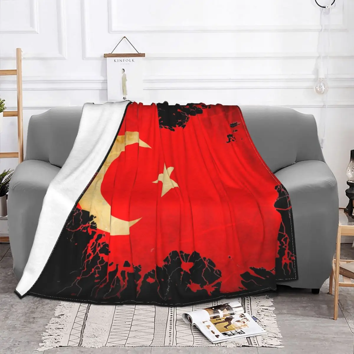 Индейский флаг красная луна флисовое зимнее многофункциональное супермягкое