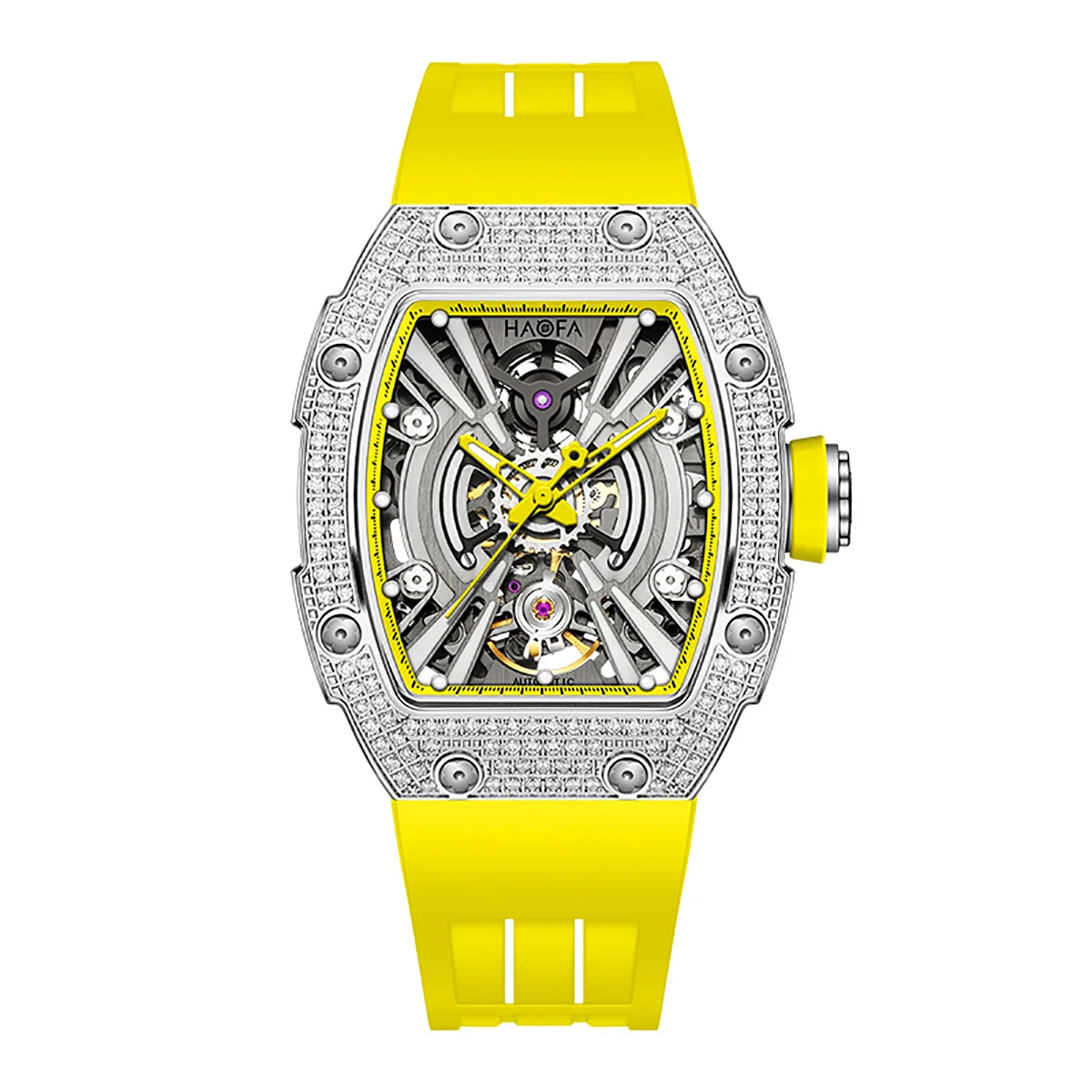 Haofa Роскошные автоматические механические часы для мужчин с бриллиантовым
