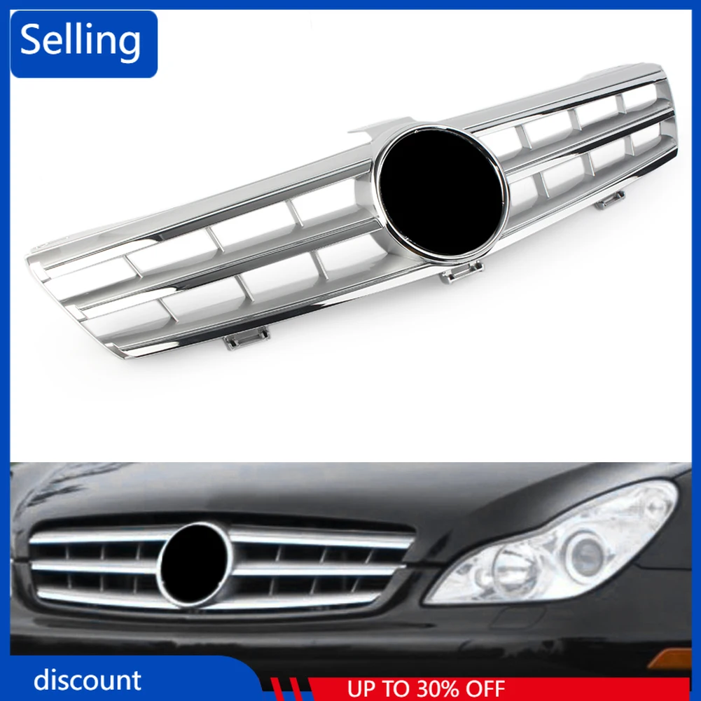

For Mercedes Benz W219 CLS500 SLS600 CLS Class 2004 2005 2006 2007 Chrome silver 3 Fins ABS Car Front Grille Grill WITH EMBLEM