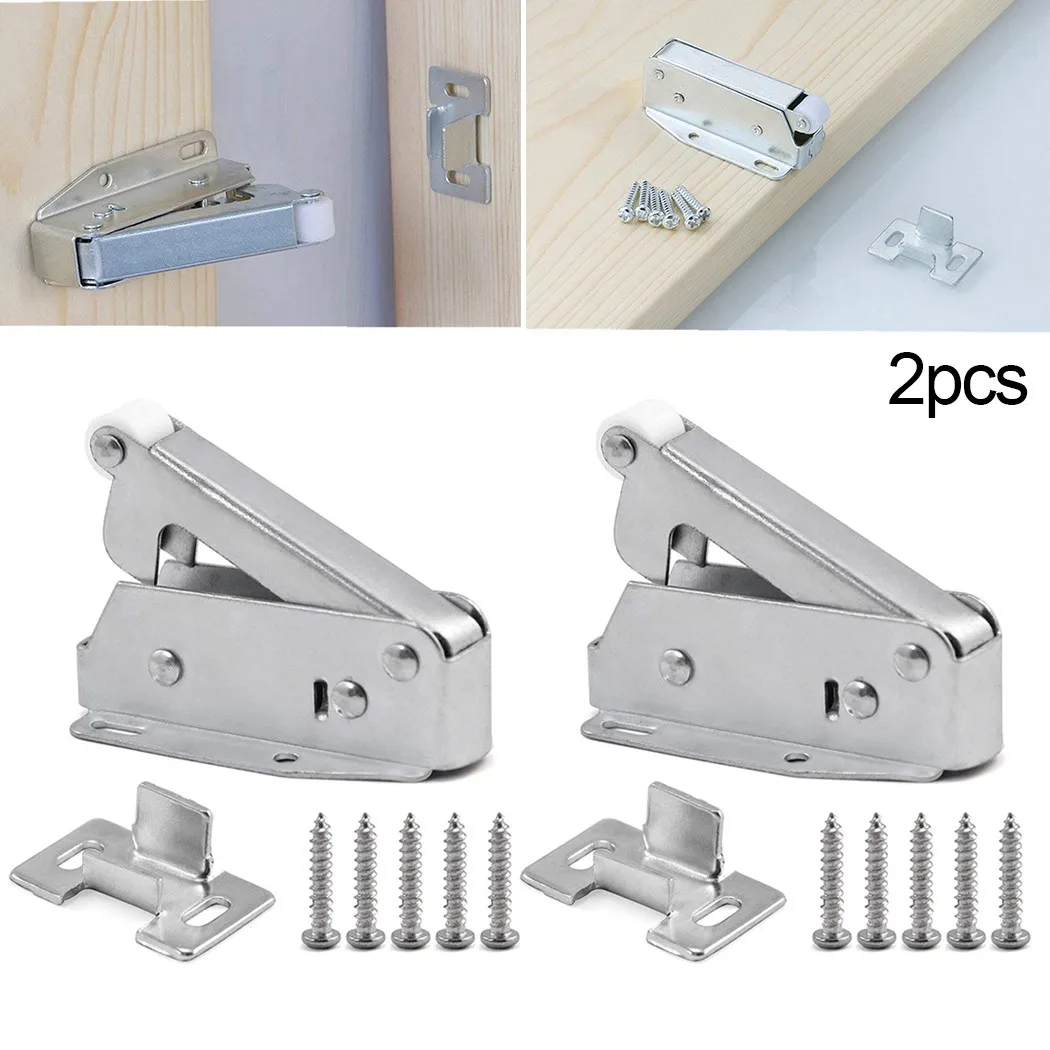 

2pc Steel Loft Touch Catch Latch Cupboard Door Hatch Attic Push To Open AutoLatch For Furniture Cupboard Cabinet Home Hardware