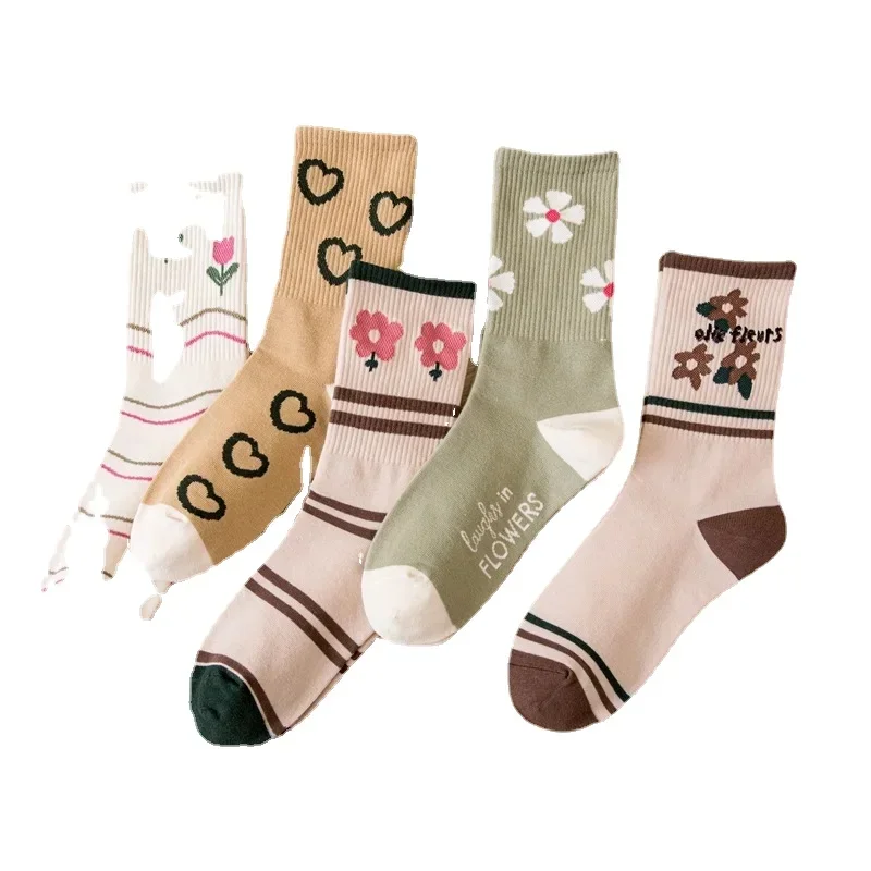 

Женские винтажные носки с цветочным принтом в стиле ретро