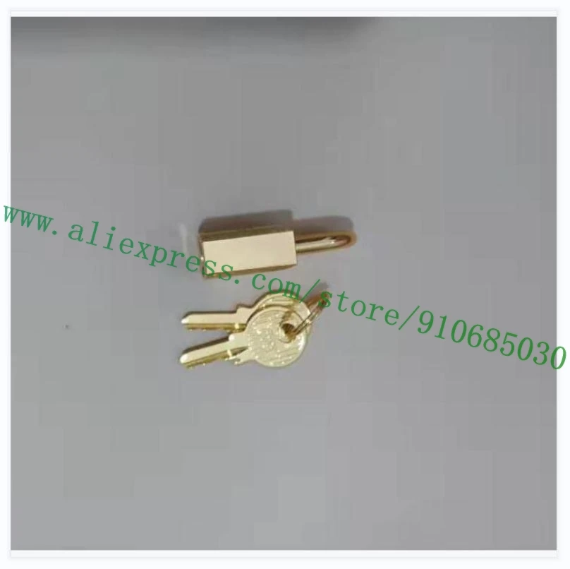 Polished Golden-tone Bag Parts 1 Lock 2 Key Padlock Substitute For Women Handbag Lady Leather Bag Also Necklace Pendant Charm