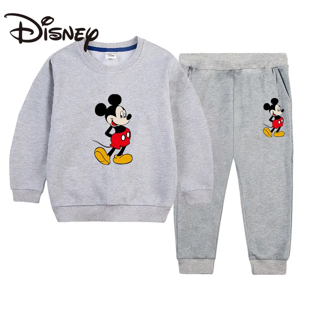 

Детская одежда Disney, комплект свитера для мальчиков на осень и весну 2023, новый детский Свободный Топ и штаны с Микки Маусом, комплект из двух предметов