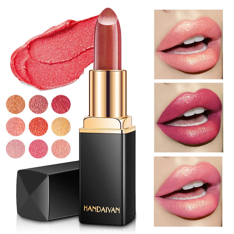 

Women Mermaid Color Lip Gloss Glitter Lipstick Non-stick Cup Shimmer Gold Lip Cosmetics Beauty Waterproof Nude Pink Lipsticks