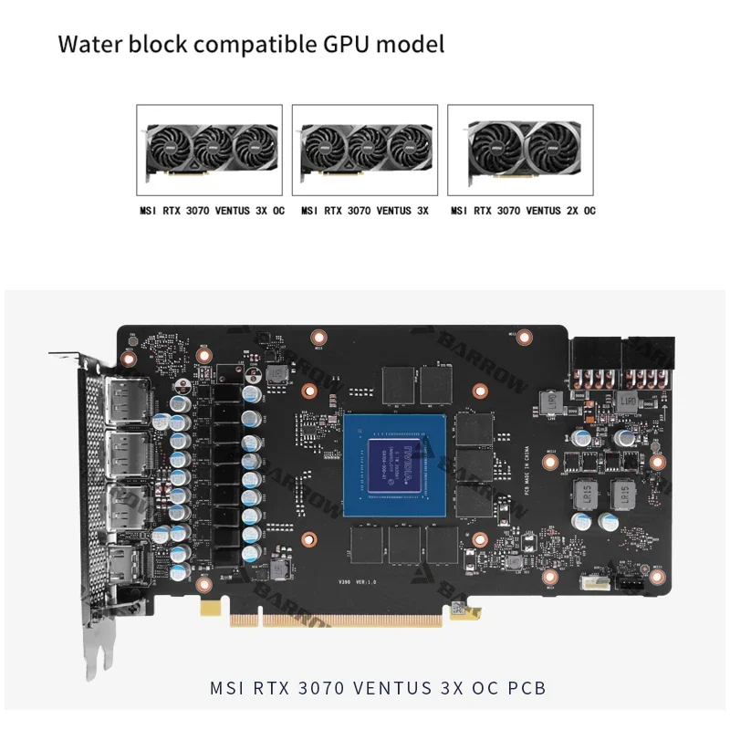 Блок водяного охлаждения графического процессора Barrow для MSI RTX3070 VENTUS кулер ARGB с