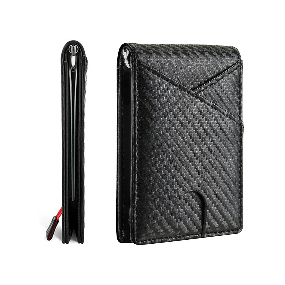 

Carbon Fiber Rfid Men s Money Bag Slim Thin Card Man Luxury Male Small Short Purse Bi-fold Vallet Billfold