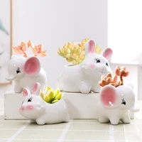 cute cartoon simple rabbit succulent flower pot ceramic breathable creative personality decorative thumb pot container