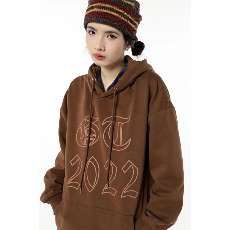 

Женская зимняя Толстовка с длинным рукавом, коричневого цвета