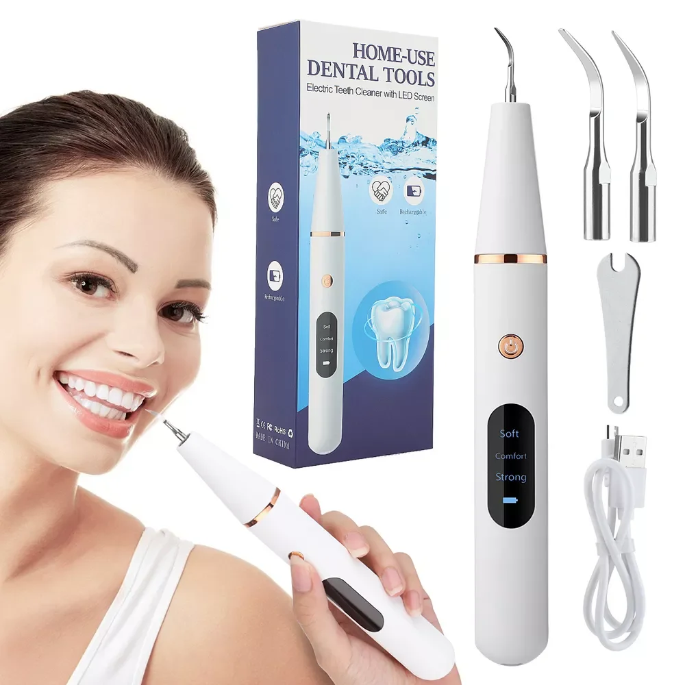 

Ultrasonic Dental Scaler for Teeth Whitening Professional Dental Cleaner Machine Tartar Removal Eliminator Toothpicks