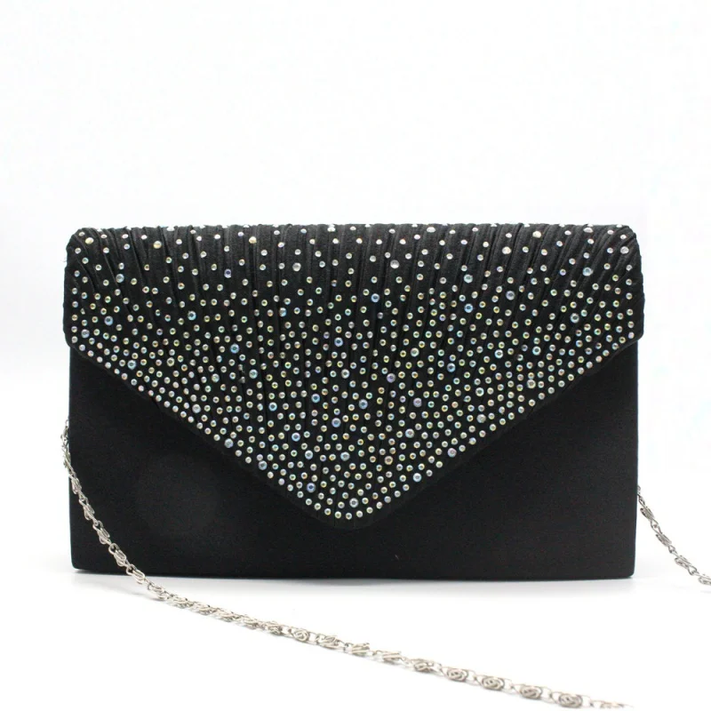 For Style Silk AB Color Rhinestone Fashion Women's Dinner Chain Bag