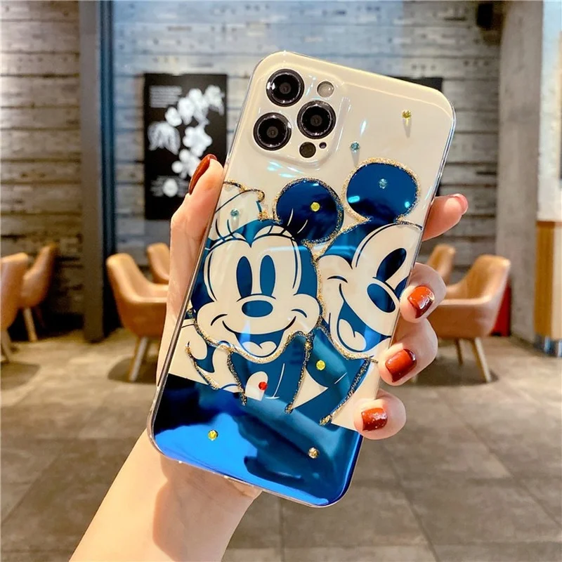 Blu ray черно-белый Микки Подходит для iphone12 11 скидок чехол флэш-дрель клей падение
