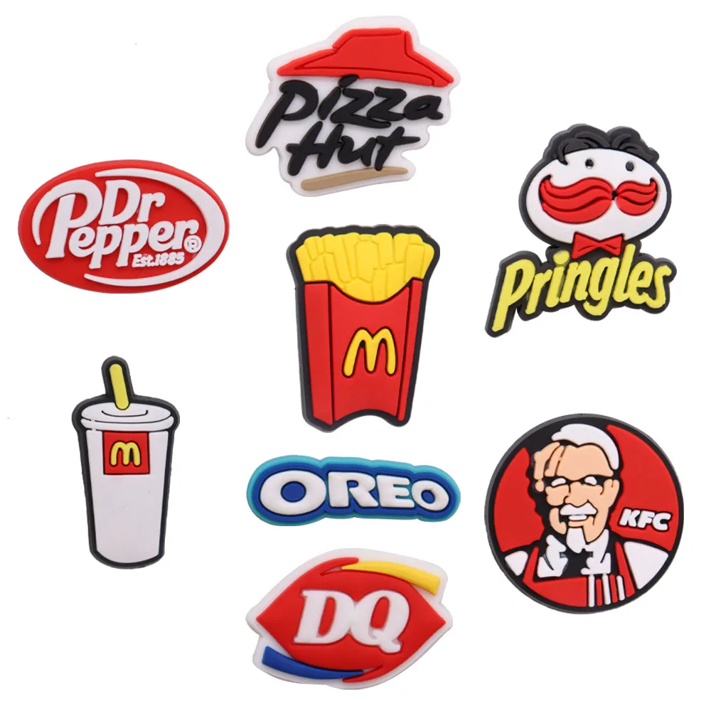 1-8PCS PVC Buckle Clog Cookies Fried Chicken Ice Cream Drinks Chips Pizza DIY Croc Jibz Buckle Fit Wristbands Shoes Charms 1-8PCS PVC Buckle Clog Cookies Fried Chicken Ice Cream Drinks Chips Pizza DIY Croc Jibz Buckle Fit Wristbands Shoes Charms
