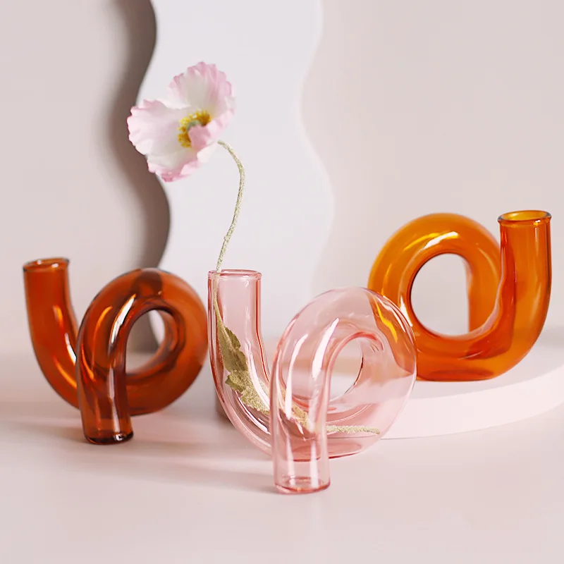 

Creative Special-shaped Glass Flower Arrangement Hydroponic Vase Modern Home Decor Candlestick Tabletop Vase Decorative Nordic