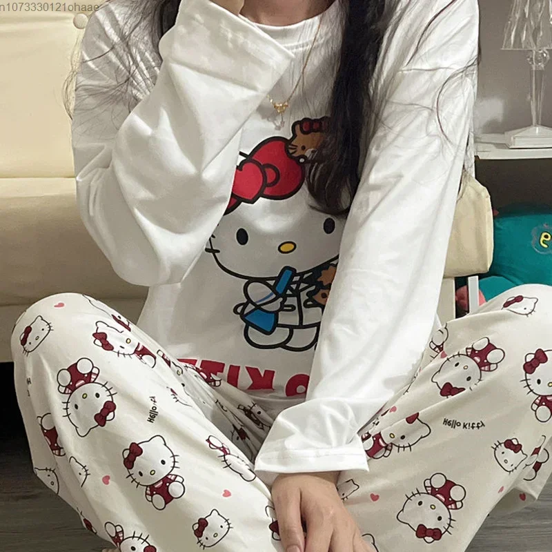 Kawaii Sanrio Hello Kitty пижамы Pochacco аниме мультфильм студенты осень зима полиэстер с