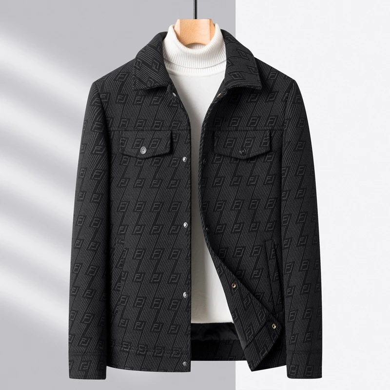 

Высокое Качество Steetwear Outwear Осень Зима Мужчины Шерсть Тренч Пальто Мода Алфавит Печати Куртки Для Мужчин 33% Шерсть Держать Теплый