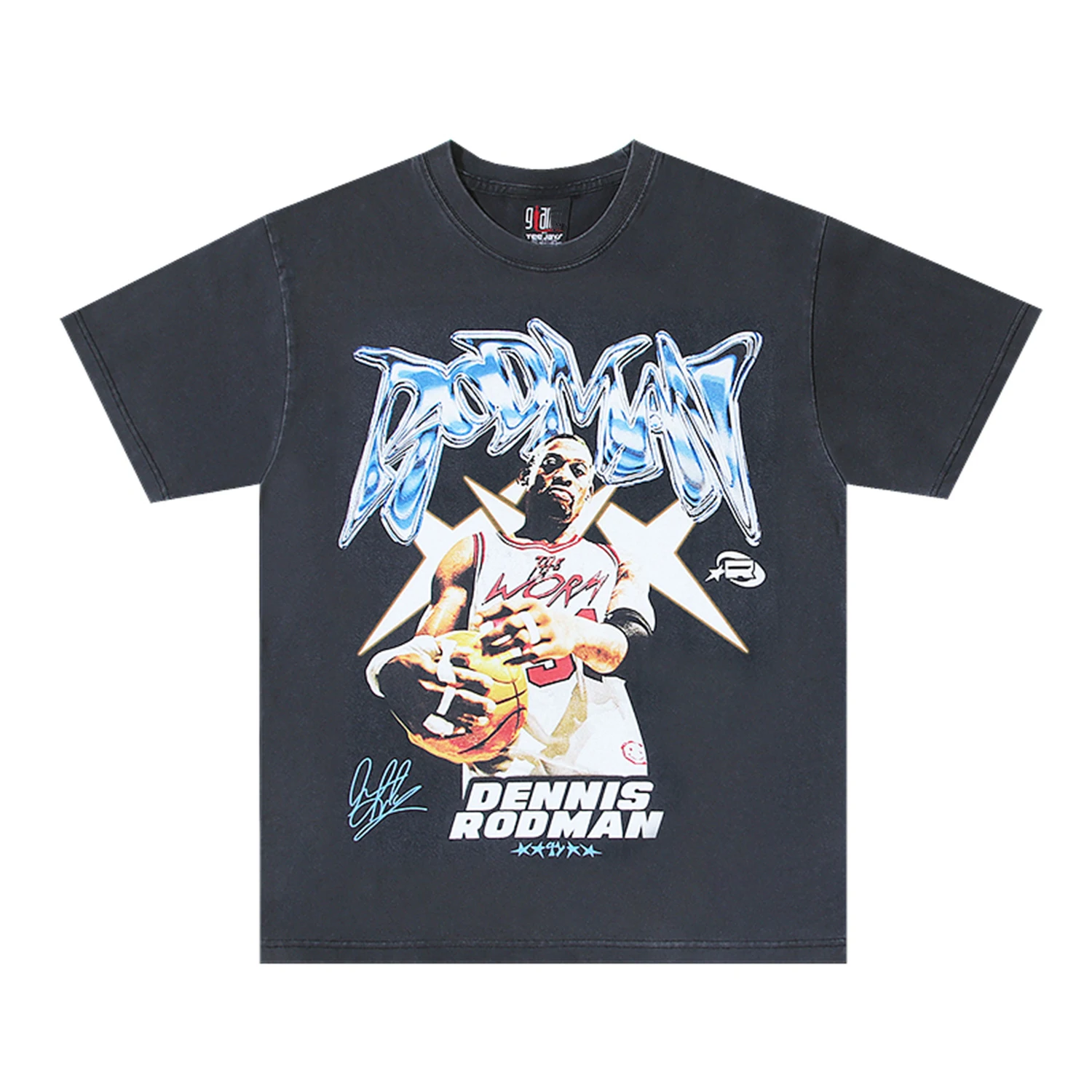 Винтажная хлопковая футболка оверсайз с различными принтами