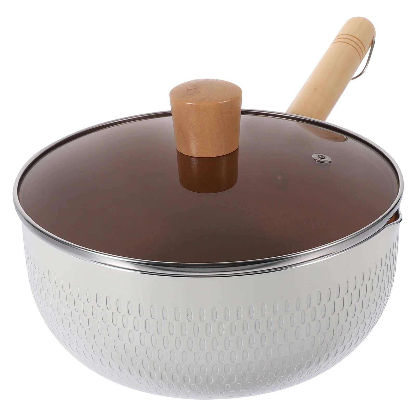 

Pans Sauce Handle Nonstick Cooking Pot Serving Household Noodle Aluminum Alloy Milk With Wooden Baby
