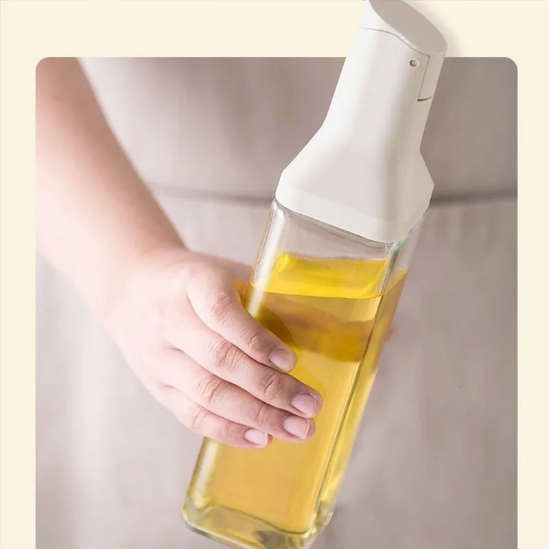 1pc 500ml Automatic opening closing oil pot Kitchen High Temperature Glass Oil Jar Leak-proof soy sauce vinegar sesame Bottles